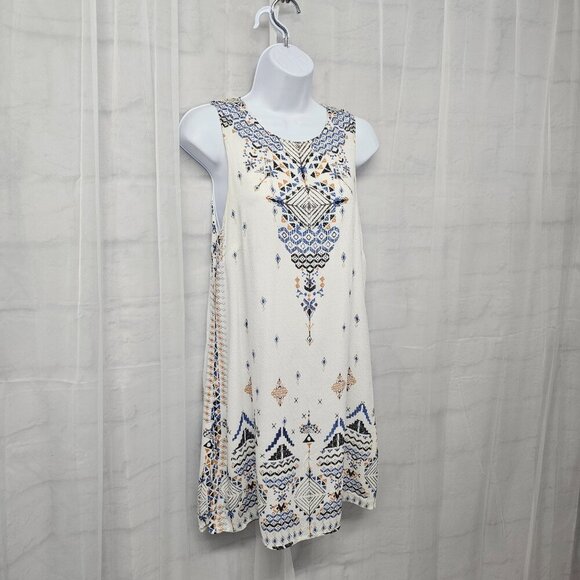 Ecote White Blue Tunic Tank Aztec Boho Festival M - Picture 4 of 11